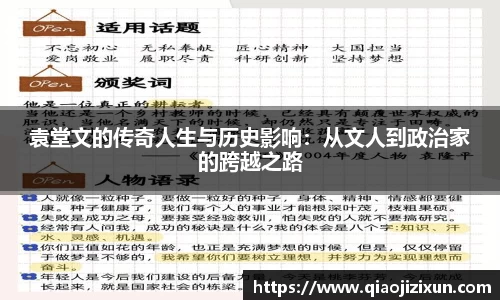 袁堂文的传奇人生与历史影响：从文人到政治家的跨越之路