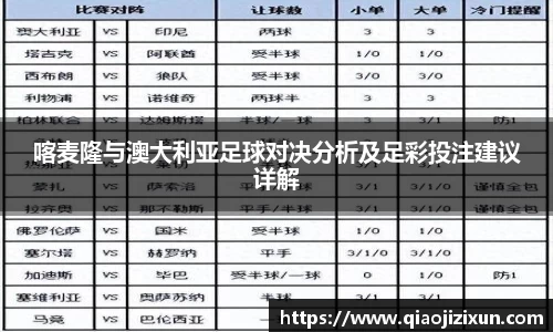 喀麦隆与澳大利亚足球对决分析及足彩投注建议详解