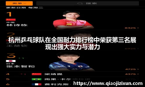 杭州乒乓球队在全国耐力排行榜中荣获第三名展现出强大实力与潜力